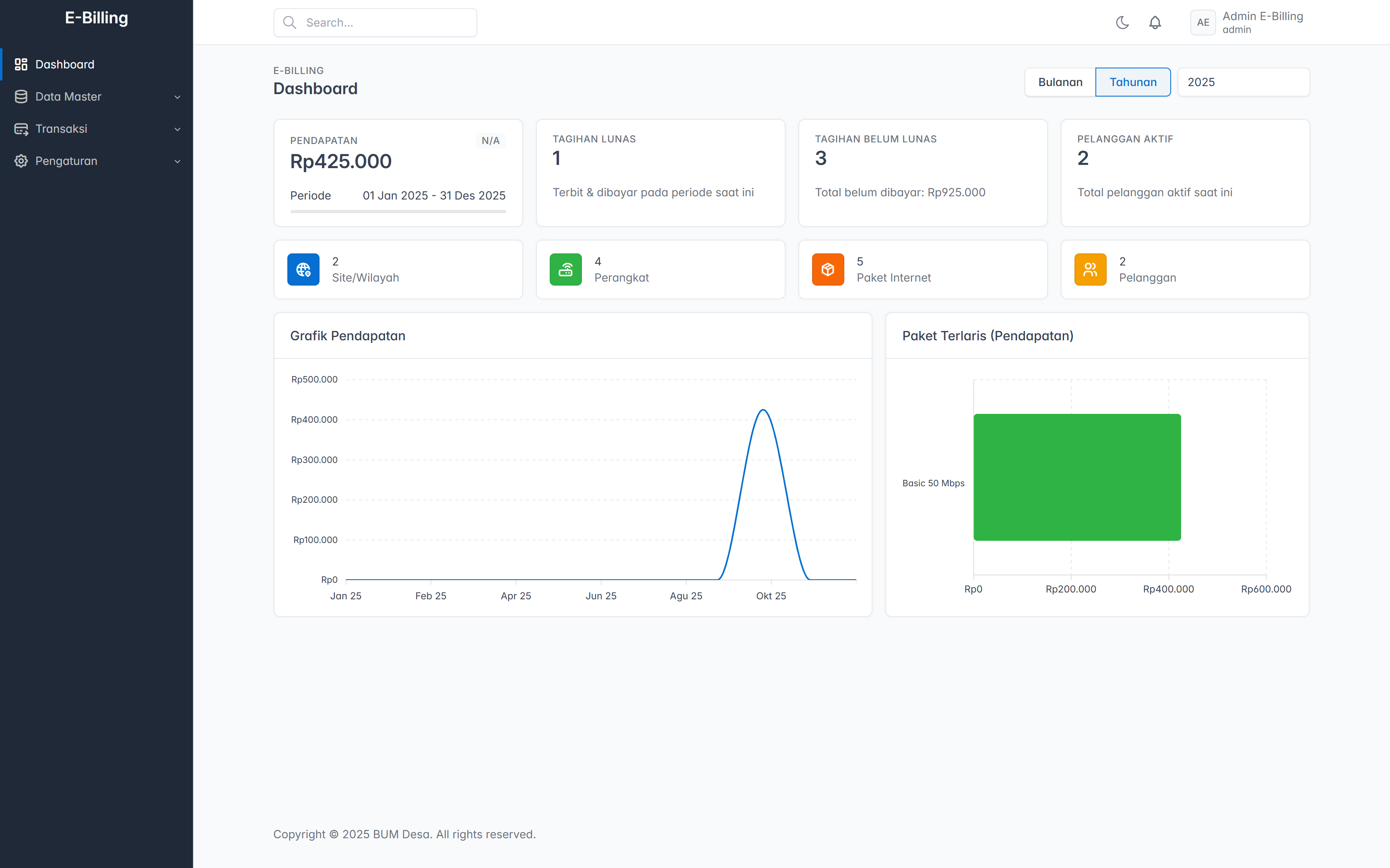 E-Billing Admin Dashboard